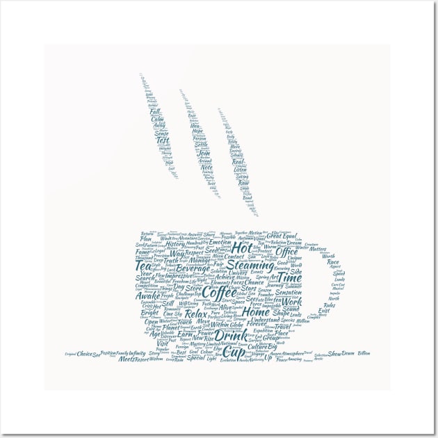 Tea Hot Cup Silhouette Shape Text Word Cloud Wall Art by Cubebox